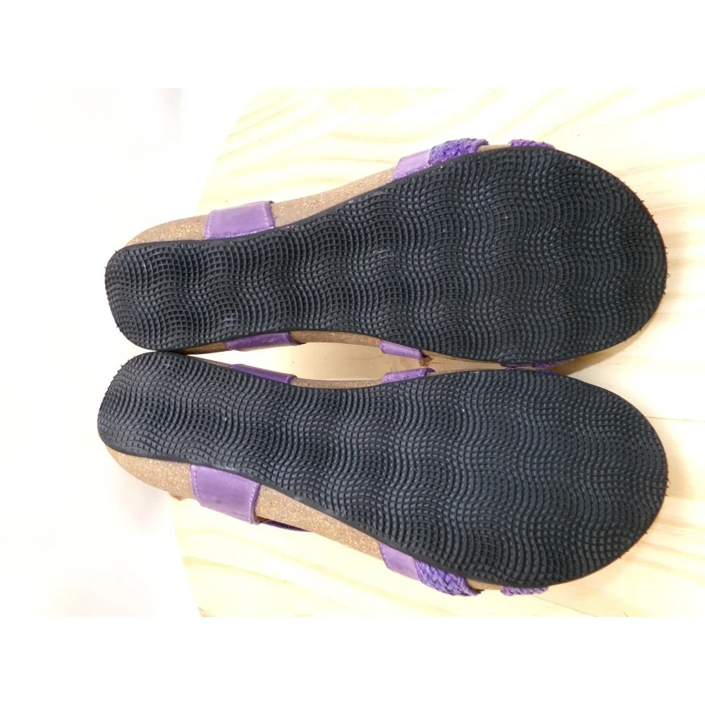 Taos Trulie Sandals Purple Braided Leather Women Size 7-7.5 38 Comfort Strappy